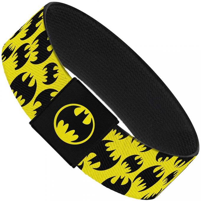 Elastic Bracelet - 1.0" - Multi Bat Signals Scattered Yellow/Black