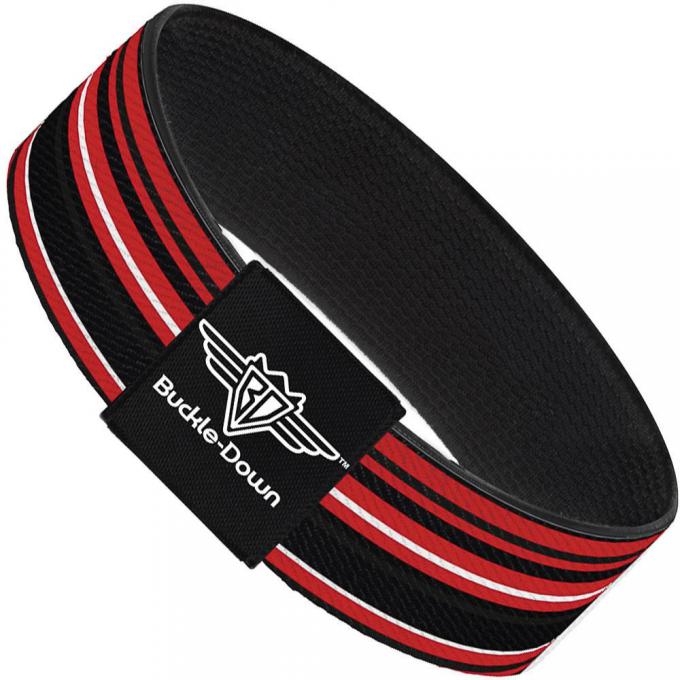 Buckle-Down Elastic Bracelet - Stripes Red/Black/White