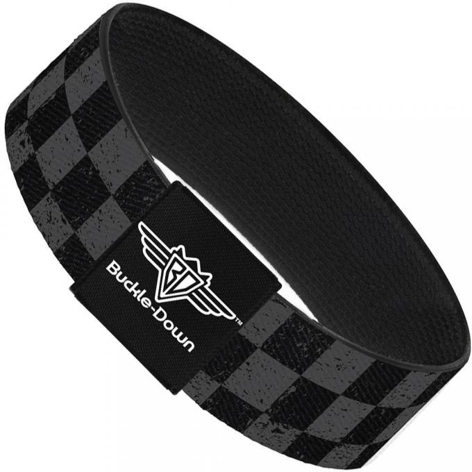 Buckle-Down Elastic Bracelet - Checker Weathered2 Black/Gray