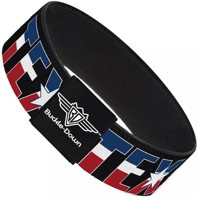 Buckle-Down Elastic Bracelet - TEXAS w/Star Black/White/Blue/Red