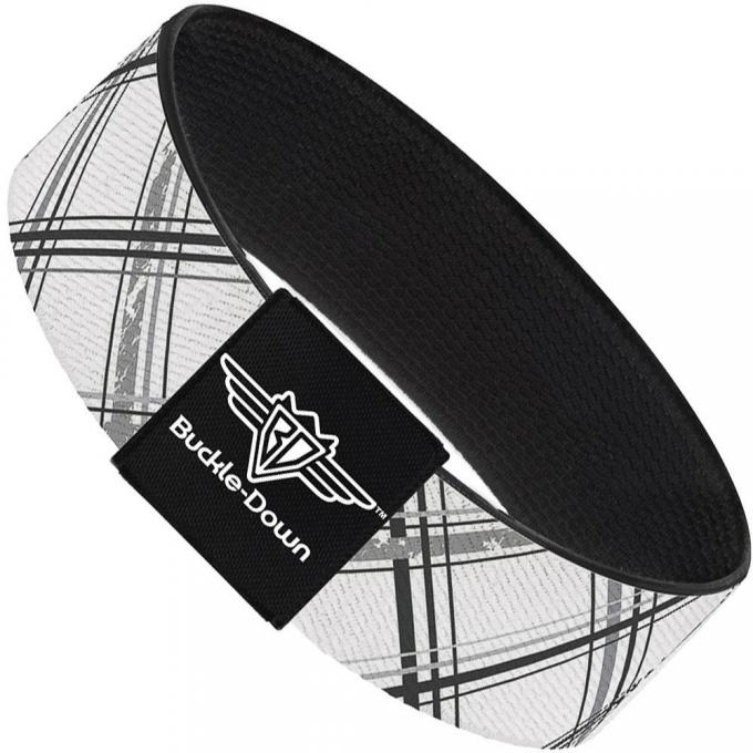 Buckle-Down Elastic Bracelet - Plaid X Weathered White/Gray