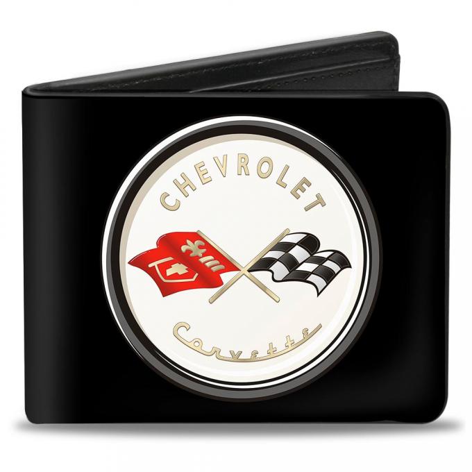Bi-Fold Wallet - Corvette C1 Flags Emblem Black