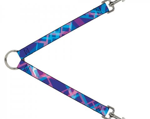 Dog Leash Splitter - Squares Stacked Blues/Pinks/Purples