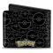 Bi-Fold Wallet - Eevee Evolution POKEMON Rays + POKEMON Logo/Poke Balls Stacked Black/Gray
