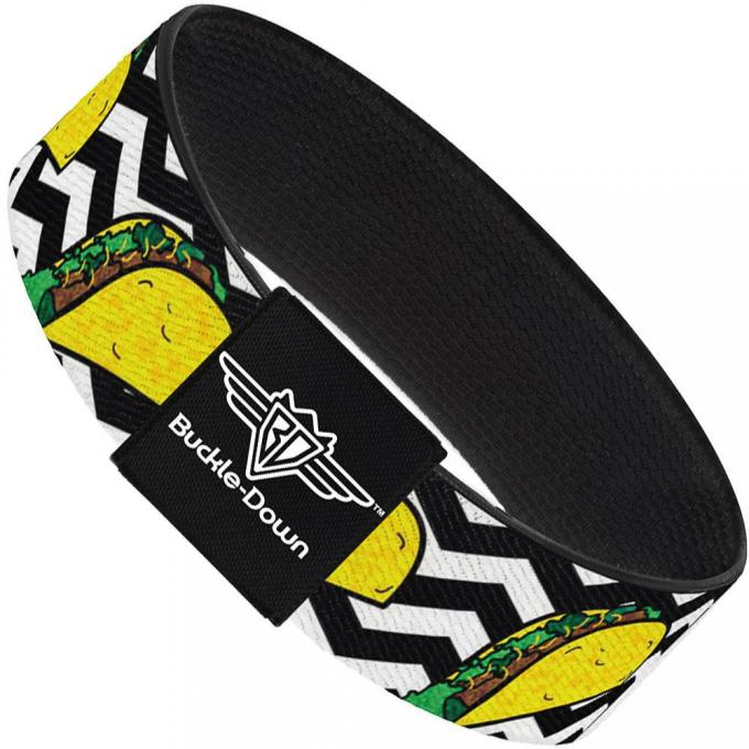 Buckle-Down Elastic Bracelet - Taco/Chevron Black/White