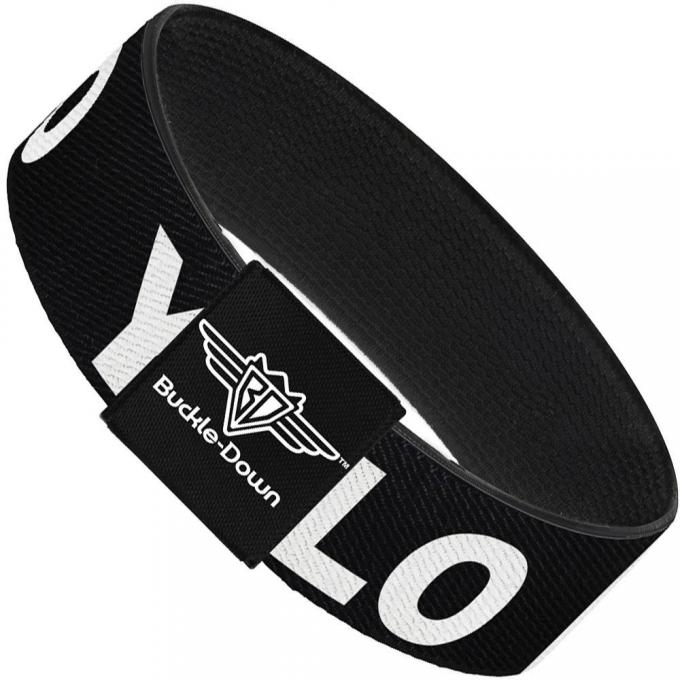 Buckle-Down Elastic Bracelet - YOLO Black/White