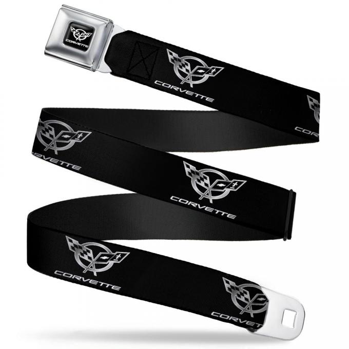 Corvette Seatbelt Belt - Corvette Black/Silver Repeat