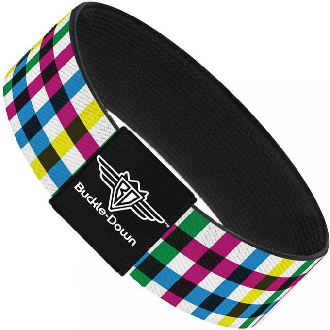 Buckle-Down Elastic Bracelet - Buffalo Plaid White/Multi Color