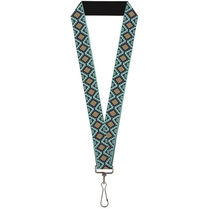 Buckle-Down Lanyard - Geometric6 Navy/Turquoise/Gold