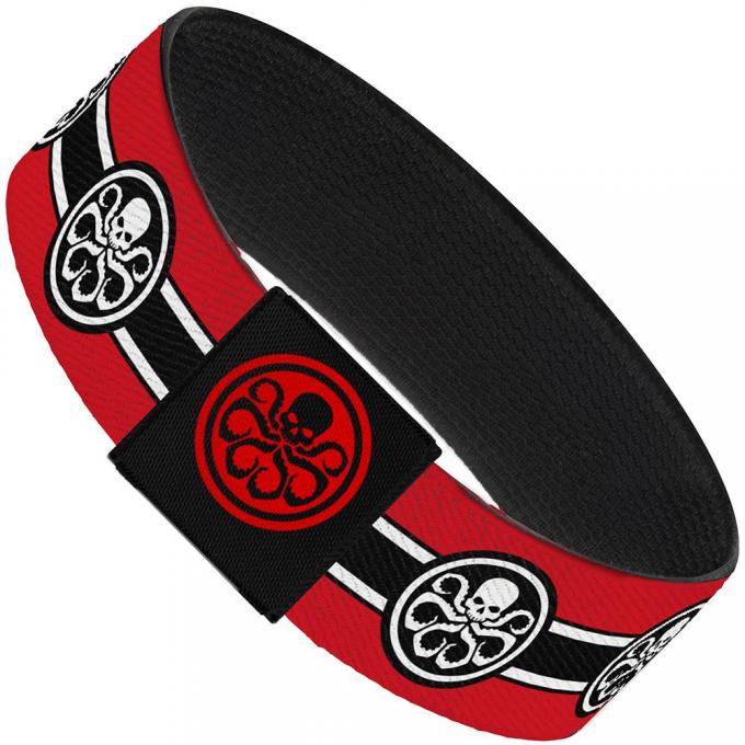 MARVEL AVENGERS 
Elastic Bracelet - 1.0" - HYDRA Logo/Stripe Red/Black/White