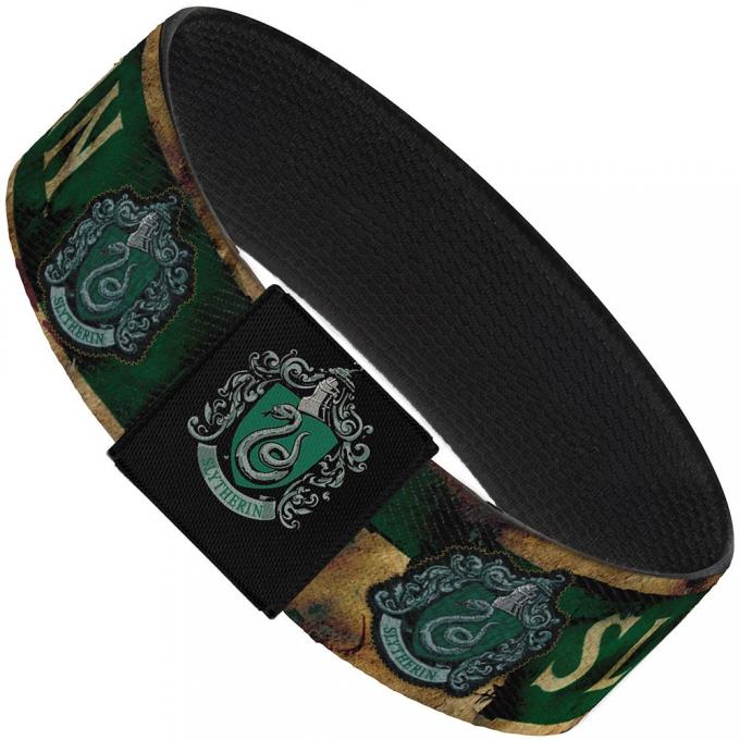 Elastic Bracelet - 1.0" - SLYTHERIN Burnt Banner/Patch Gold/Green