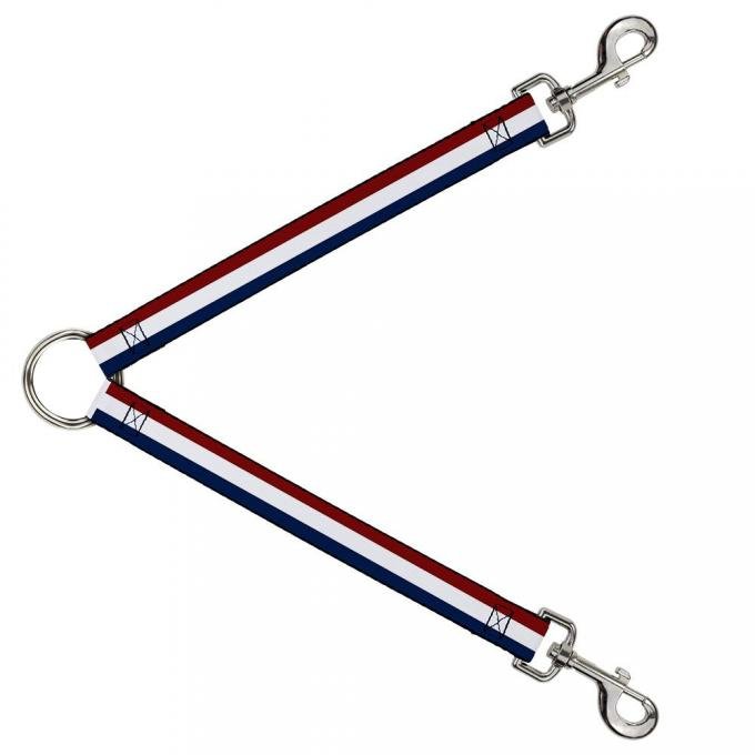 Dog Leash Splitter - Stripes Red/White/Blue