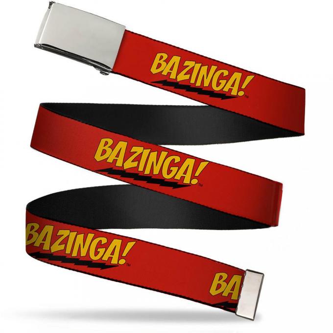 Blank Chrome 1.5" BO Buckle - BAZINGA! Red/Gold/Black Webbing