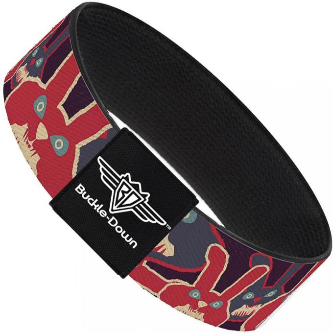 Buckle-Down Elastic Bracelet - Angry Bunnies Purple/Red/Blue