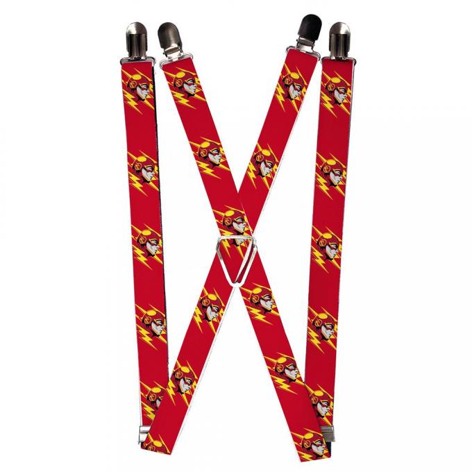 Suspenders - 1.0" - The Flash Face/Bolts Reds/Yellow/Gray