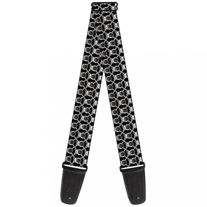Guitar Strap - Owls Monogram Black/White