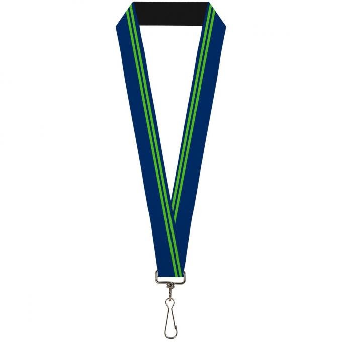 Buckle-Down Lanyard - Racing Stripe Navy/Bright Green