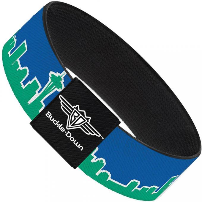 Buckle-Down Elastic Bracelet - Seattle Skyline Blue/Green