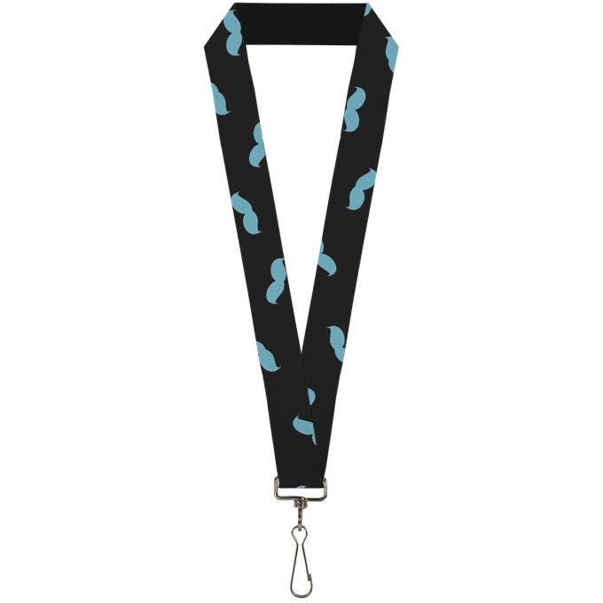 Buckle-Down Lanyard - Mustaches Scattered Black/Turquoise