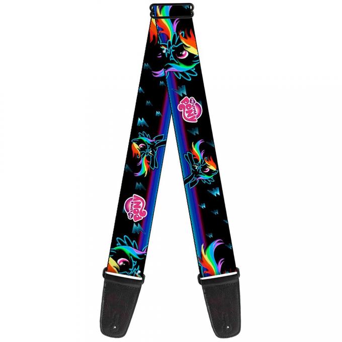 Guitar Strap - Rainbow Dash Pose/Lightning Bolts Black/Blues