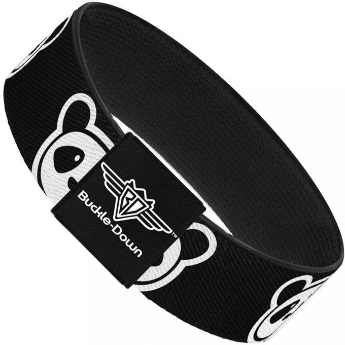 Buckle-Down Elastic Bracelet - Panda Bear Cartoon2 Black/White