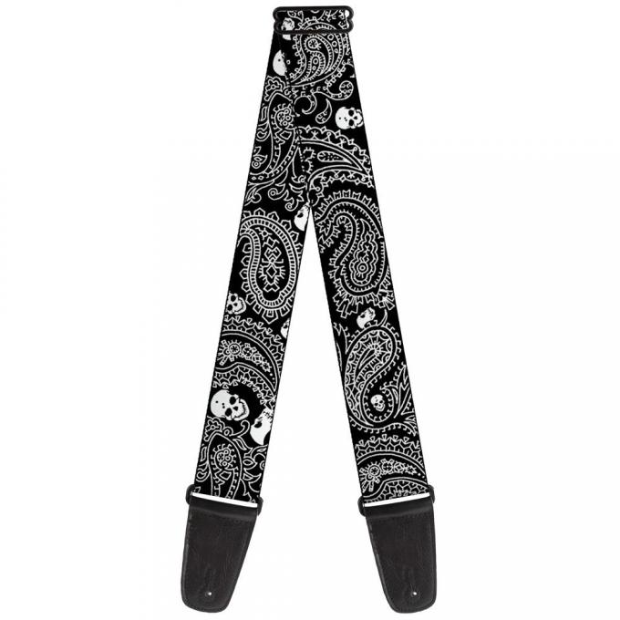 Guitar Strap - Bandana/Skulls Black/White