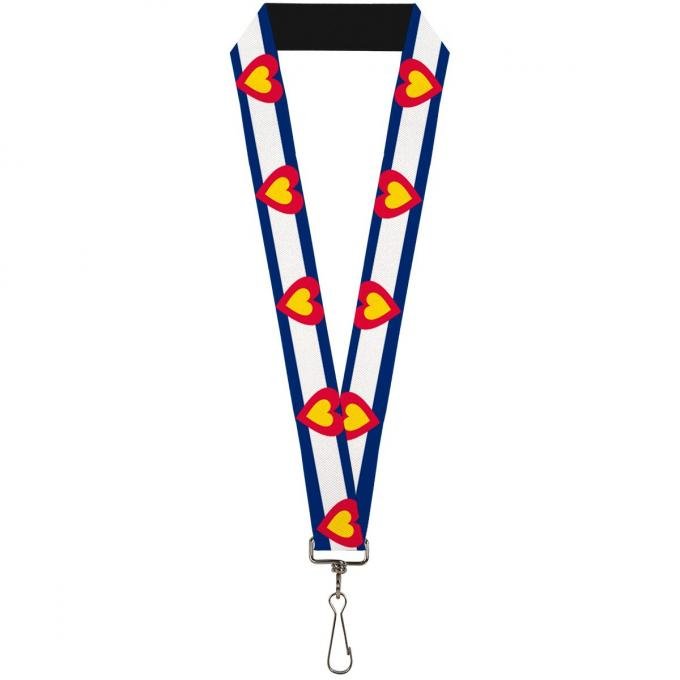 Buckle-Down Lanyard - Colorado Heart Blue/White/Red/Yellow