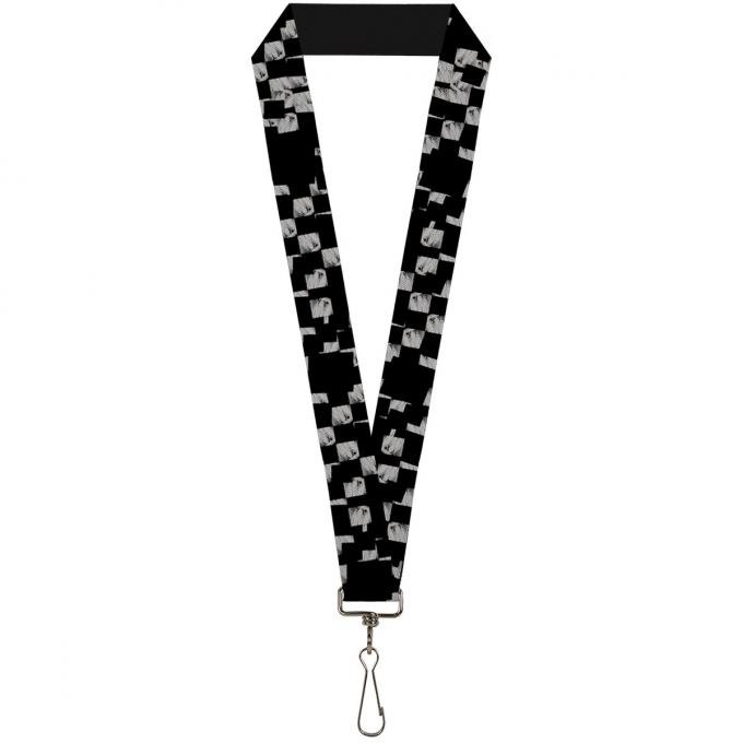 Buckle-Down Lanyard - Scribble Checker Black/White