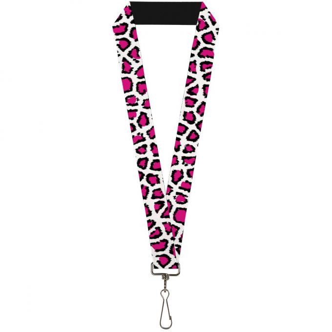 Buckle-Down Lanyard - Leopard White/Fuchsia