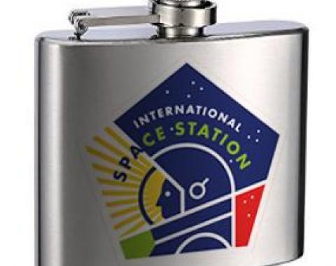 Stainless Steel Flask - 6 OZ - INTERNATIONAL SPACE STATION Pentagon Black/White/Multi Color