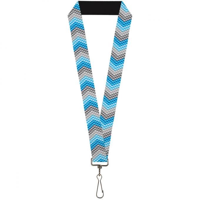 Buckle-Down Lanyard - Chevron Weave Grays/Blues