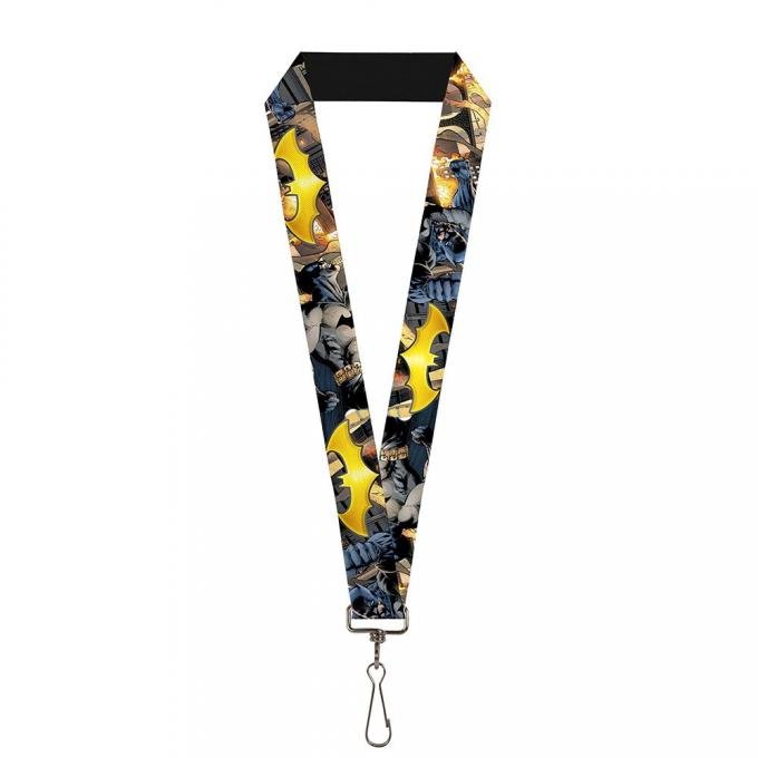 Lanyard - 1.0" - Bat Shield/Urban Legend Action Poses/Fire Full Color/Golden Yellow