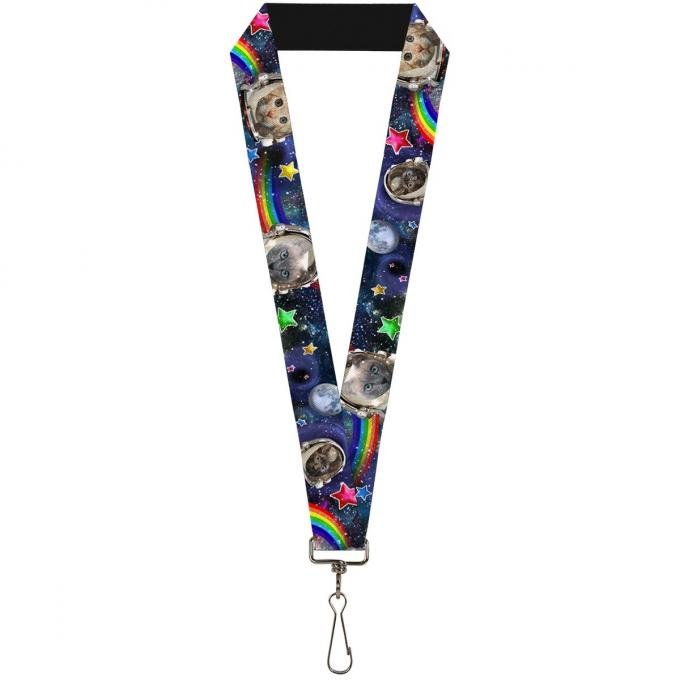 Buckle-Down Lanyard - Astronaut Cats in Space/Rainbows/Stars