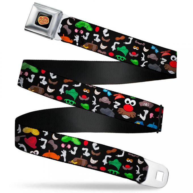 MR. POTATO HEAD Logo Seatbelt Belt - Mr. Potato Head Parts Scattered Black Webbing