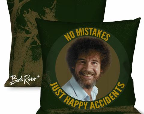 Throw Pillow - Bob Ross "No Mistakes Just Happy Accidents"