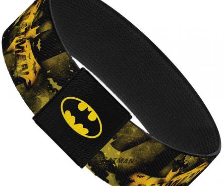 Elastic Bracelet - 1.0" - JUSTICE LEAGUE-BATMAN Bats Scattered Black/Yellows