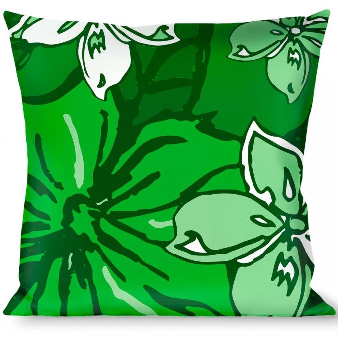 Buckle-Down Throw Pillow - Hibiscus Collage Green Shades