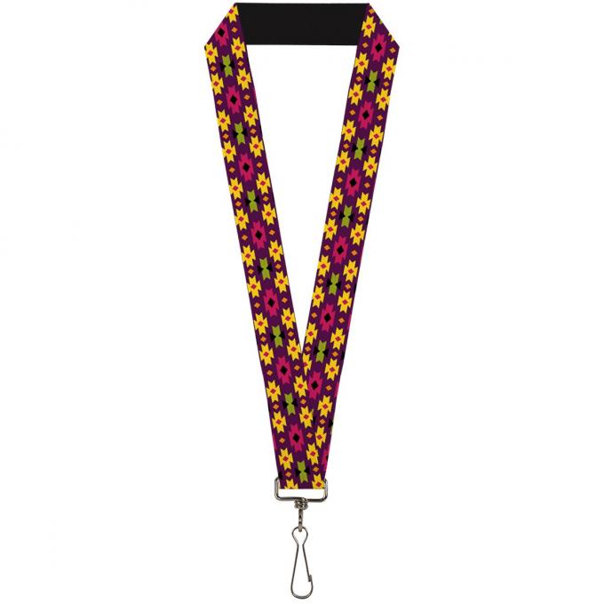 Buckle-Down Lanyard - Mini Navajo Purple/Yellow/Pink/Green