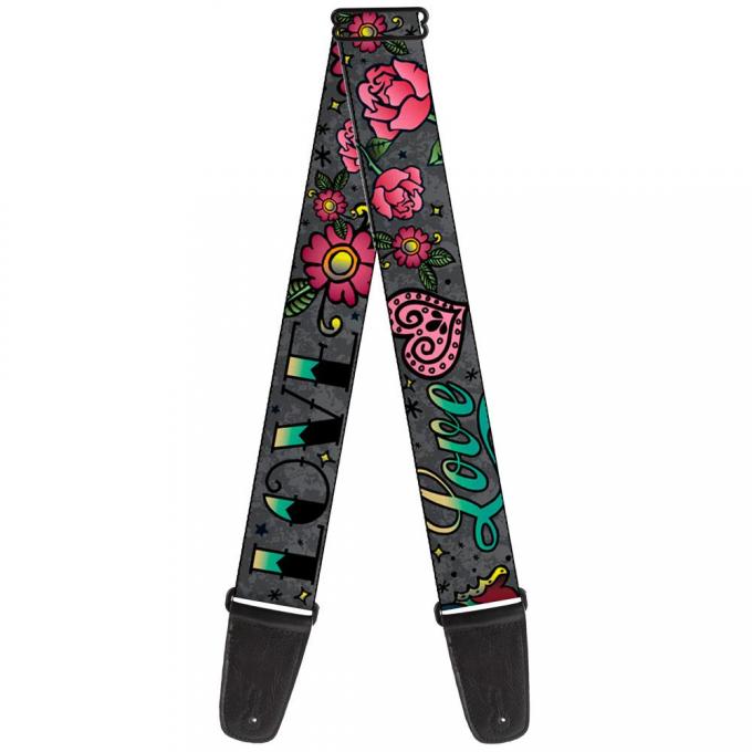 Guitar Strap - Love Kills Gray