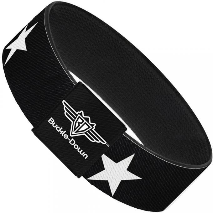 Buckle-Down Elastic Bracelet - Star Black/White