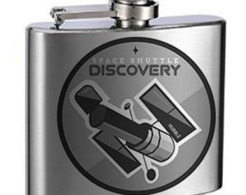 Stainless Steel Flask - 6 OZ - SPACE SHUTTLE DISCOVERY 1984-2011 Space Shuttle Tonal Grays