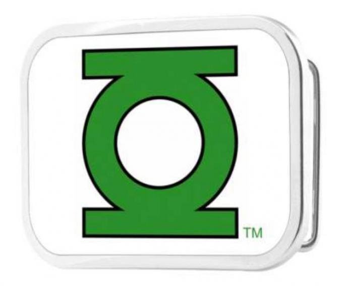 Green Lantern Logo CLOSE-UP FCG White/Green - Chrome Rock Star Buckle