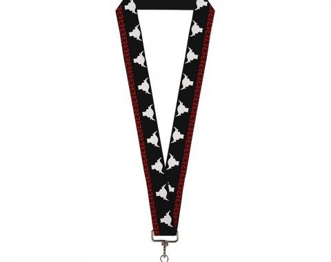 Lanyard - 1.0" - The Rock Bull Icon2/"R" Icon Stripe Black/White/Red