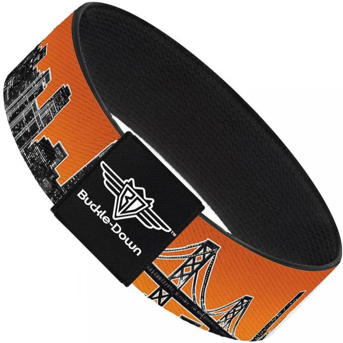 Buckle-Down Elastic Bracelet - San Francisco Vivid Skyline Orange Fade/Black