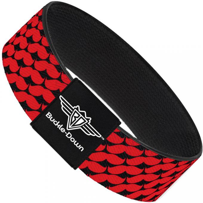 Buckle-Down Elastic Bracelet - Mustache Monogram Black/Red