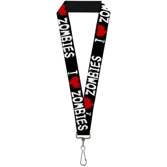 Buckle-Down Lanyard - I "Heart" ZOMBIES Bloody Splatter Black/White/Red