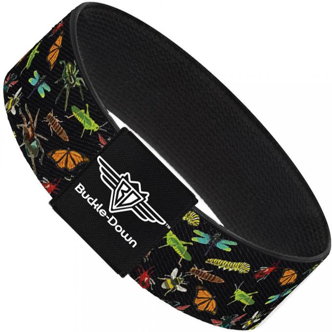 Buckle-Down Elastic Bracelet - Insects Scattered Black
