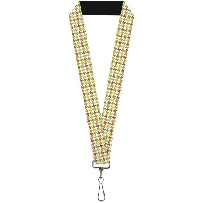 Buckle-Down Lanyard - Houndstooth White/Green/Brown