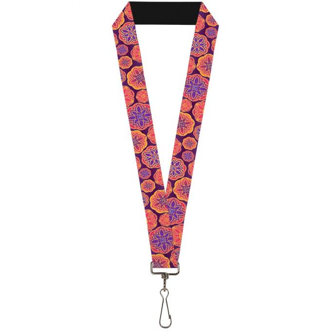 Buckle-Down Lanyard - Boho Mandala Purples/Oranges/Pinks