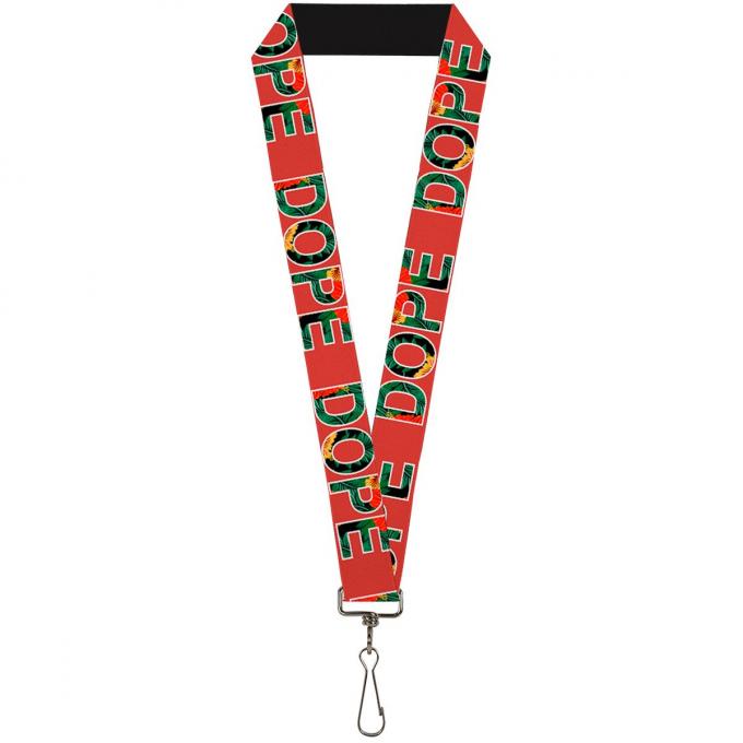 Buckle-Down Lanyard - DOPE Red/Black/Tropical Flowers